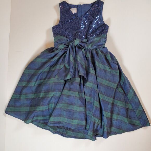 Pippa & Julie Girls Size 8 Blue Green Christmas Holiday Layered Party Dress - Picture 7 of 10